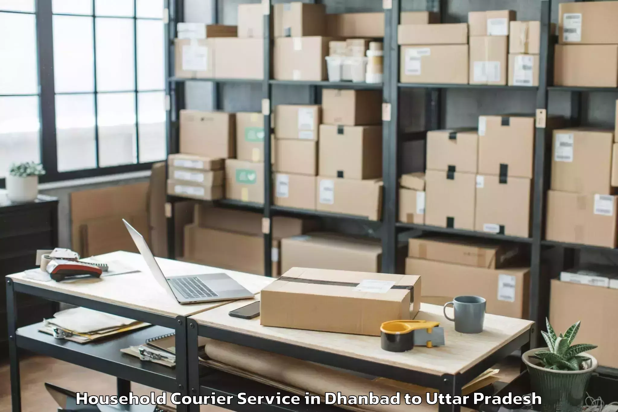 Book Dhanbad to Monad University Hapur Household Courier